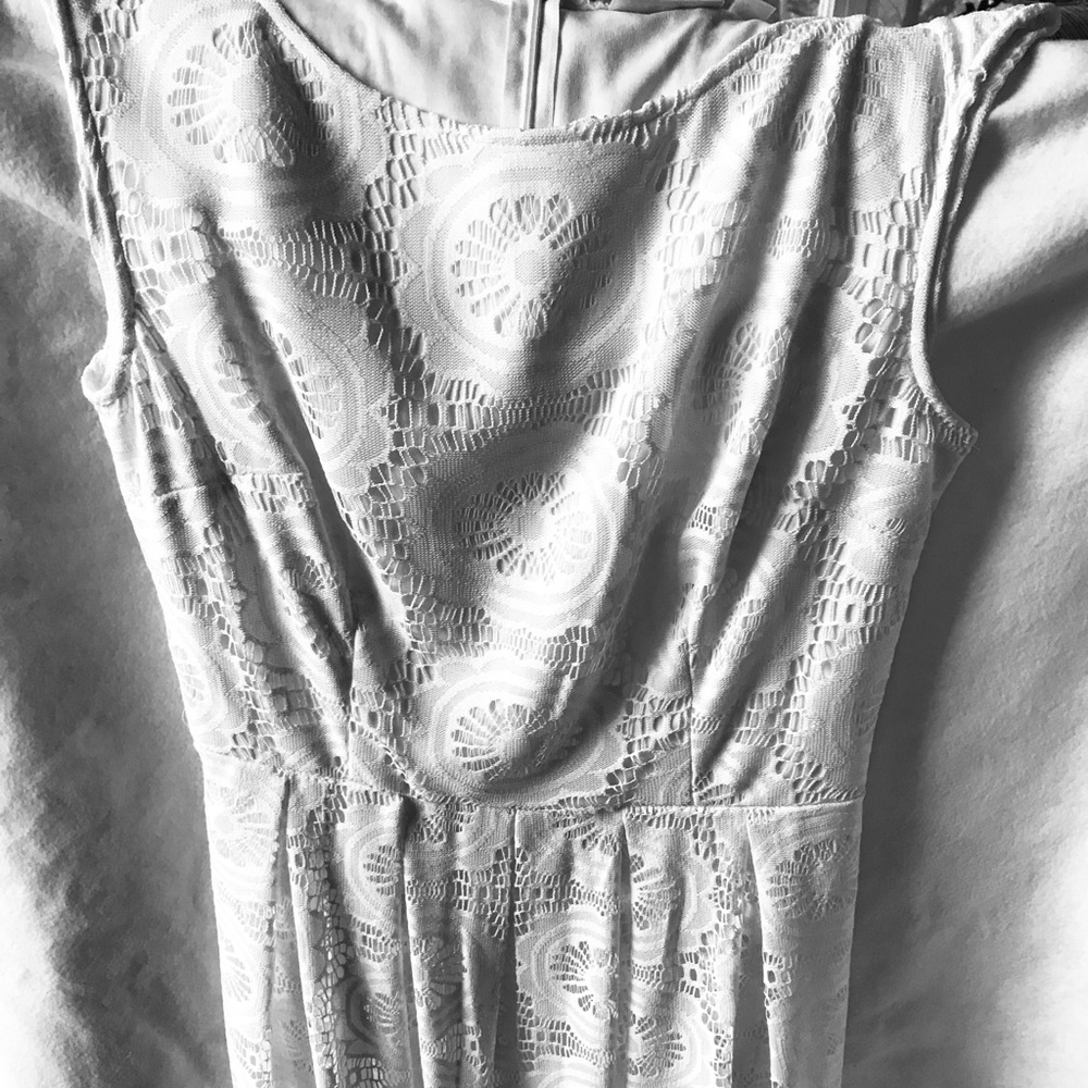 New York and Company White Lace Overlay Dress